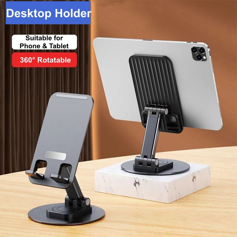 360 ° Rotating Multi-Angle Non-Slip Metal Base Foldable Universal Phone Stand for Desk Holder for iPhone 13/14/15 Pro Xiaomi S