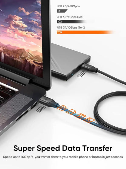 CableCreation 60W USB A to Type C Cable USB3.2 Gen2 10Gbps Data Cable 3A Fast Charging for External SSD Galaxy S24 iPhone 16