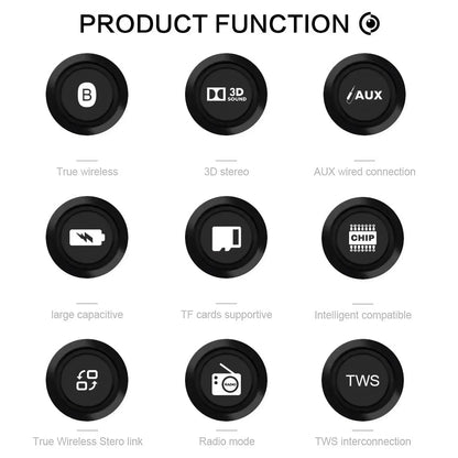 Bluetooth Speaker 16W Portable Wireless Outdoor TWS Stereo Bass Speaker Bluetooth 5.0 Travel MP3 Player Speaker With Hands-Free Calling Mic Support TF Card AUX IPX5 Waterproof Loudspeaker For Camping Party Home Shower Hiking