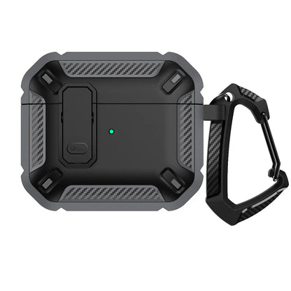 for AirPod 4 Case Carbon Fiber Elements Military Drop Proof Auto Pop up Cover with Cleaning Kit for Men AirPods 4 Earbuds Funda