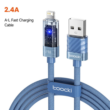 Toocki USB A to Lightning Cable 2.4A Smart Auto Power-off Fast Charging Data Wire for iPhone 14 13 12 11 Pro Max XS 8 7 SE iPad