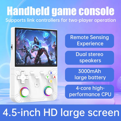 R36 Ultra X Open Source Portable Game Device 4.5 Inch Full‑Laminated IPS Screen Quad‑Core Processor RGB Light Joystick Vibration
