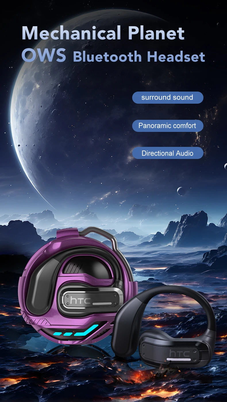 AI Translator Earphone HTC NE02 Open Ear Wireless Bluetooth Headphones Hifi Sound Quality Low Lacenty Sport Earbuds With Mic