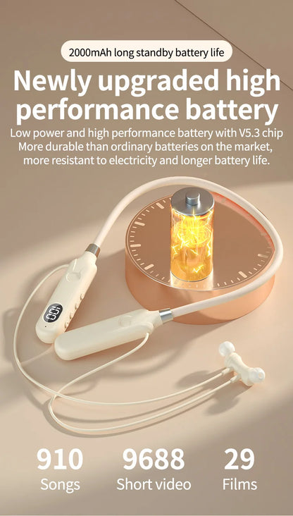 BT-12 Wireless Bluetooth Earphones Sports Headphones Card Insertion Digital Display Noise Cancelling Headset HiFi Music Earbuds