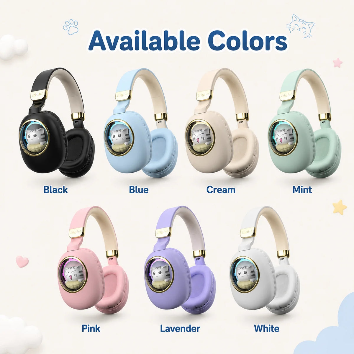 Kids Wireless Headphones with RGB light, 20H Battery Life, Transparent Capsule Cartoon Design, Bluetooth 5.3 Foldable Headset