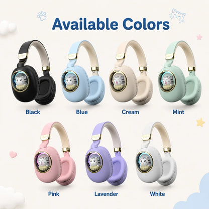 Kids Wireless Headphones with RGB light, 20H Battery Life, Transparent Capsule Cartoon Design, Bluetooth 5.3 Foldable Headset