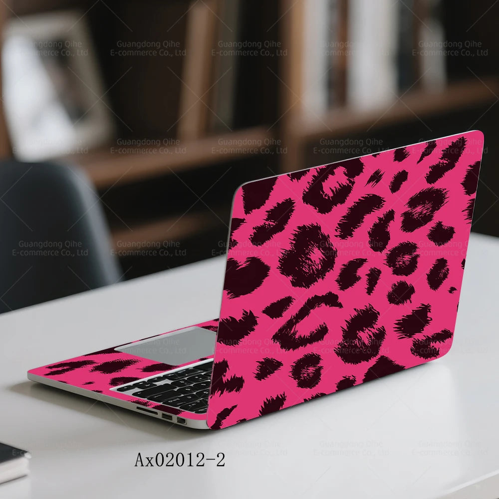 2 pcs Aesthetic Light Leopard Laptop Stickers Set Self-Adhesive Removable Laptop Covers for MacBook Notebook Protective Skins