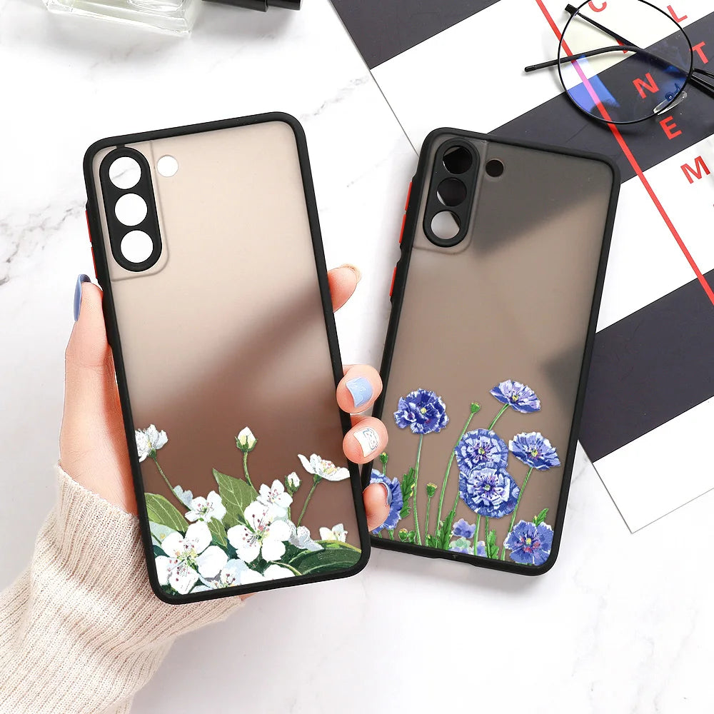 For Samsung S24 S22 S26 Ultra Case Cover Samsung Galaxy S25 S23 Ultra S21 Plus S20 FE Note 20 Ultra Lavender Flowers Clear Cases