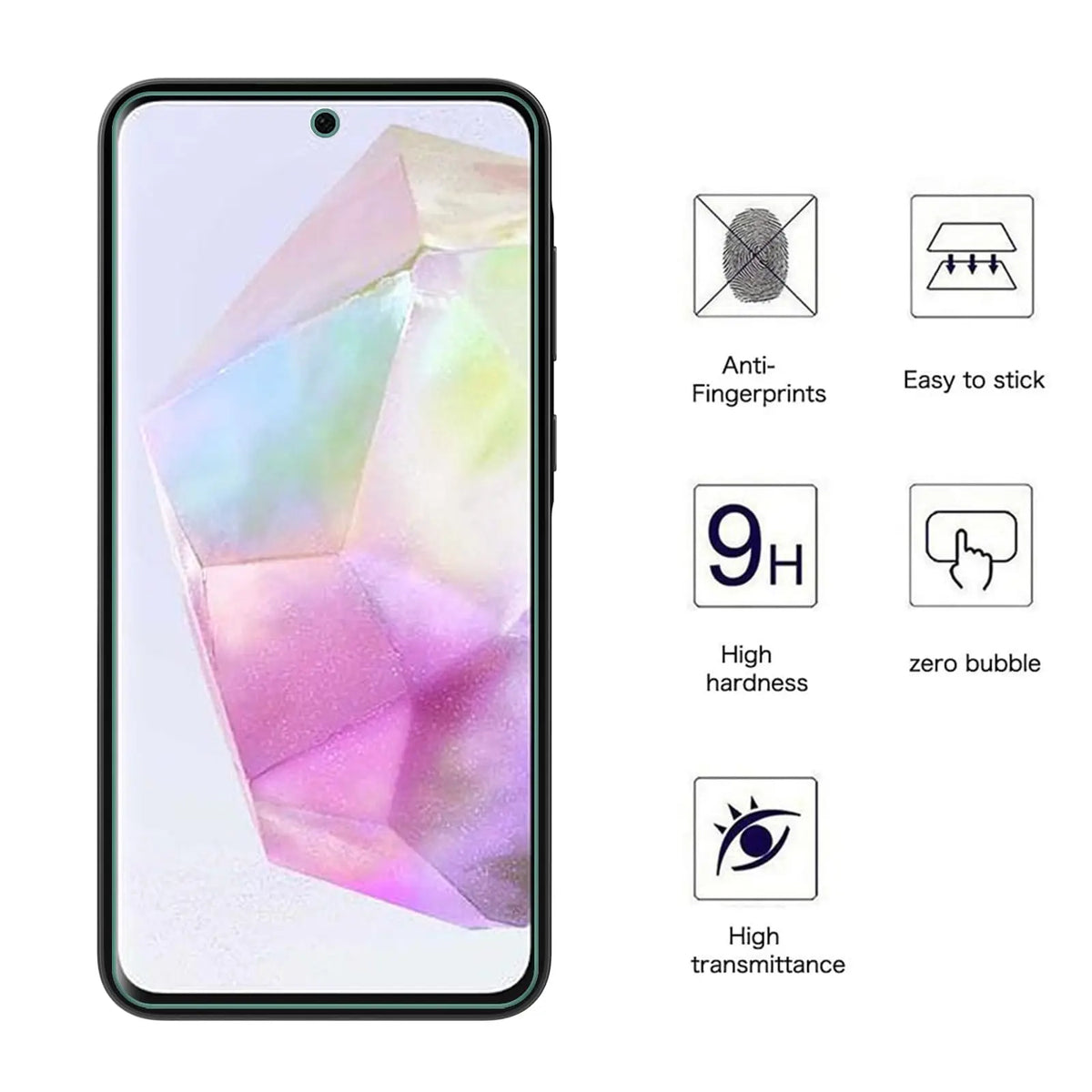 For Galaxy A35 Screen Protector Samsung 4G 5G, Tempered Glass HD 9H High Aluminum Transparent Clear Anti Scratch Case Friendly