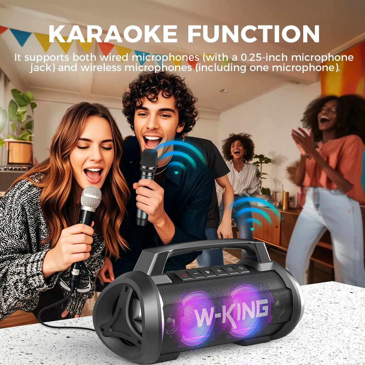W-KING D10MIC 70W RMS Bluetooth Portable Speaker Wireless Loud IPX6 Waterproof Bluetooth Music Box with Subwoofer/Bass Boost
