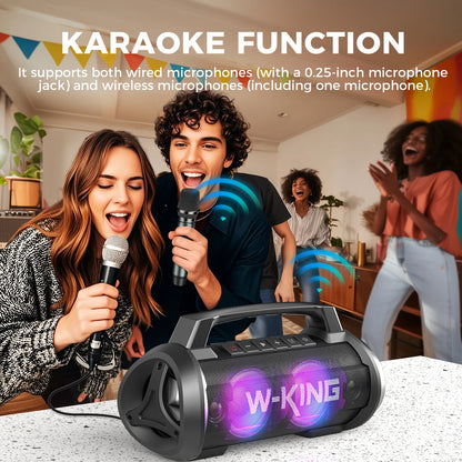 W-KING D10MIC 70W RMS Bluetooth Portable Speaker Wireless Loud IPX6 Waterproof Bluetooth Music Box with Subwoofer/Bass Boost