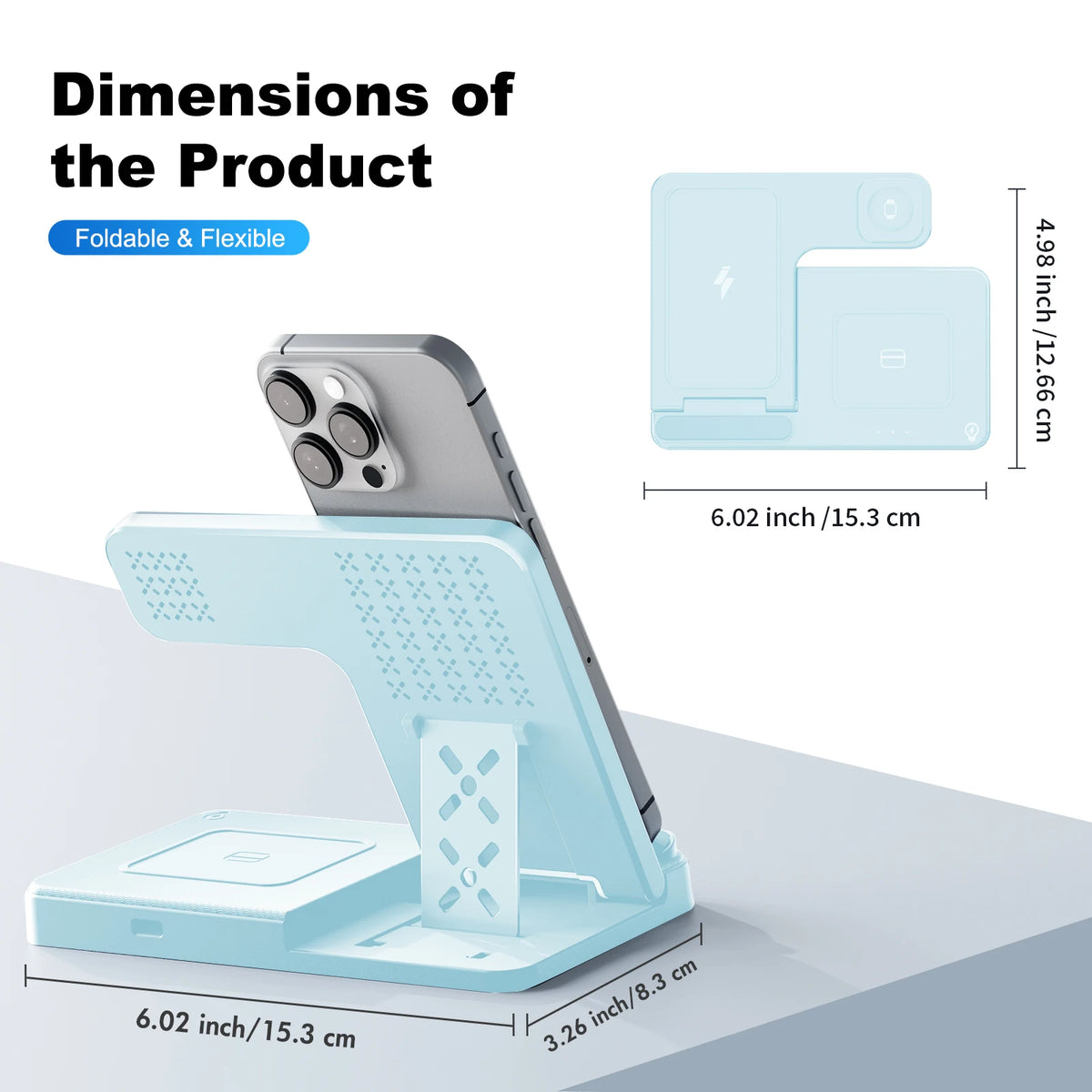 3 In 1 Magnetic Wireless Charger Stand 15W Fast Charging Dock Station Multiple Devices for iPhone 15 14 13 8 Apple Watch Airpods