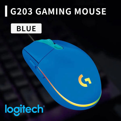 Logitech G203 Prodigy Wired Gaming Mouse 8000 DPI RGB Lighting 6 Buttons On-Board Memory 2.1m Cable Windows ChromeOS