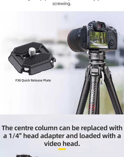 COMAN Zero F38 Carbon Fiber Tripod with Quick Release 360° Panoramic Ball Head for Nikon Canon DSLR Camera Travel Size