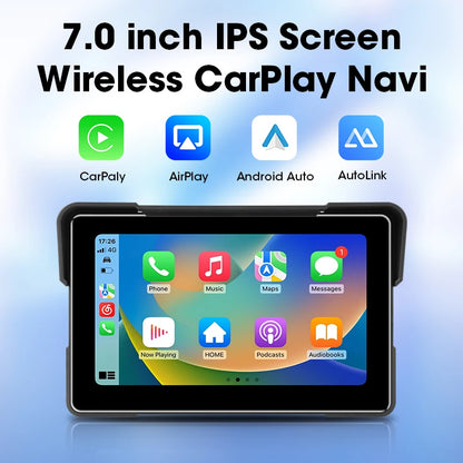 Jansite 5/7 inch Carplay Motorcycle DVR Navigation GPS Wireless CarPlay Android Auto IPX7 Display Screen Portable Moto Monitor