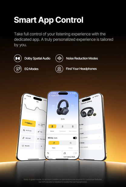Baseus Inspire XH1 Sound by Bose ANC Wireless Headphone Bluetooth 6.1 48dB Adaptive Noise Cancellation Headset Hi-Res LDAC 100Hr