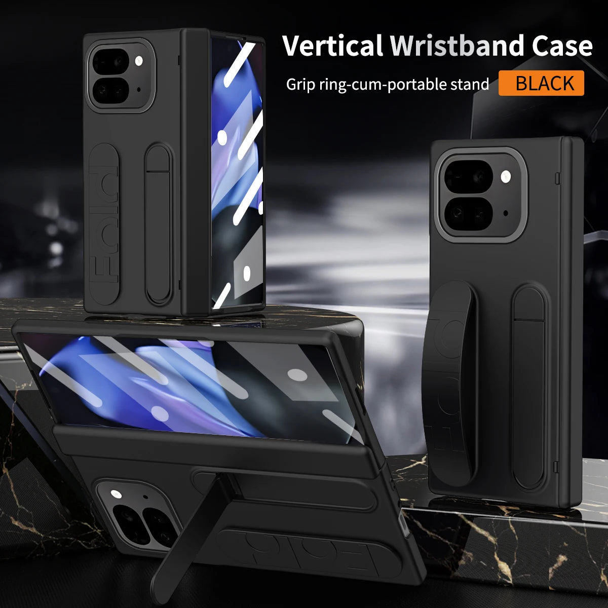 For Google Pixel 10 9 Pro Case Skin Friendly Folding Hinge with Elastic Wrist Band Screen Tempered Film Cover Pixel Fold 2 Stand