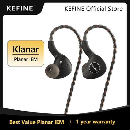KEFINE Klanar 14.5mm Planar Magnetic Driver Hifi Wired IEM Earphones with CNC Metal  Housing & Detachable 0.78 2pin 3.5mm Cable