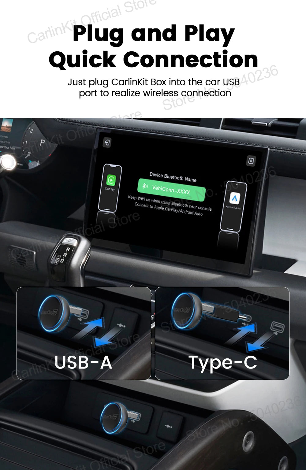 2026 CarlinKit 5.0 Mini Ultra 3 CarPlay Android Auto Wireless Adapter 2.4G&5.8GHz WiFi BLE OTA Upgrade For OEM Car Plug and Play