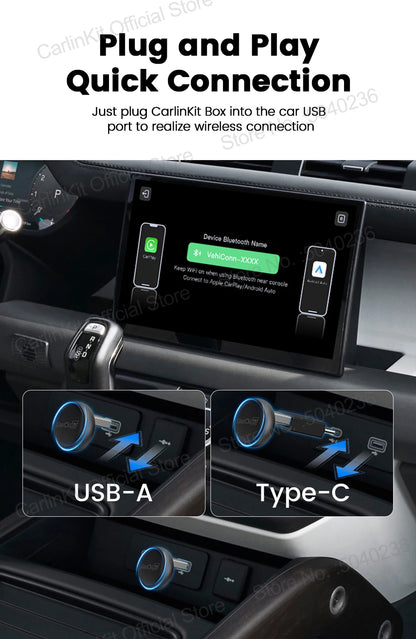 2026 CarlinKit 5.0 Mini Ultra 3 CarPlay Android Auto Wireless Adapter 2.4G&5.8GHz WiFi BLE OTA Upgrade For OEM Car Plug and Play