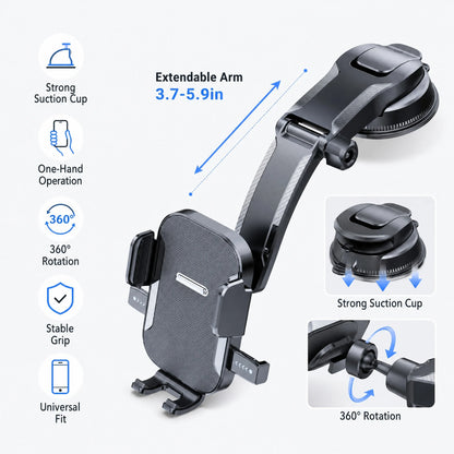 Car Phone Holder – Nano Flexible Silicone, 360° Rotation, Doesn't Block Screen, Compatible with iPhone Series for iPhone 17