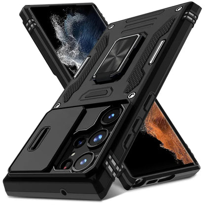 Rotating Ring Stand Slide Camera Lens Military Grade Armor Case For Samsung Galaxy S26 S25 S24 S23 S22 S21 Ultra Plus FE Cover