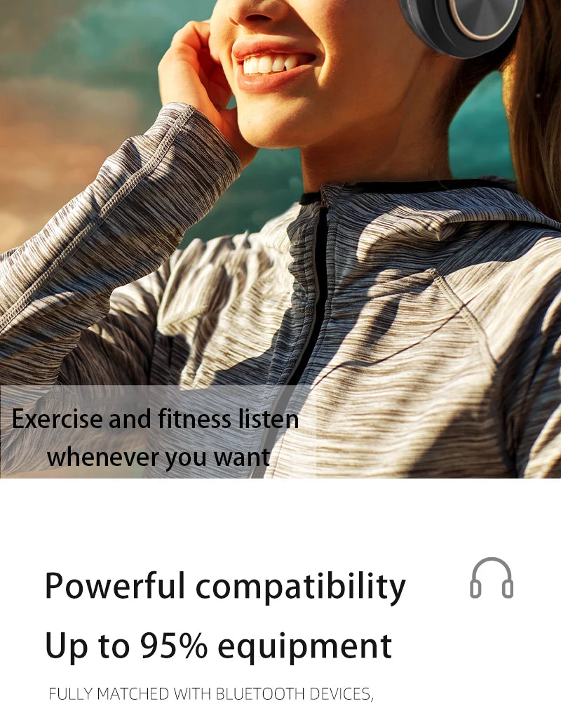 Over-ear Wireless Headphones Bluetooth 5.3 HiFi Stereo Low Latency Noise-canceling Headset Gaming Earphones with ENC Micphone