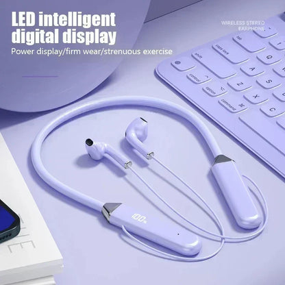 Wireless Neckband Bluetooth Earphones High Sound Quality Stereo Battery Display HD Voice Call Sports Headphones New Product 2025