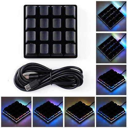 USB Programming Macro Custom Mechanical Keyboard RGB 24/16/12/9/8/4/3/2 Key Copy and Paste DIY Gaming Mini Keypad Macropad