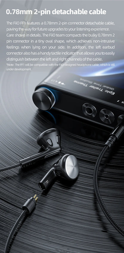 FiiO FF1 3.5mm HIFI Music Wired Bass Earbud 14.2mm Dynamic HD Microphone Earphone for Gaming Meeting Video