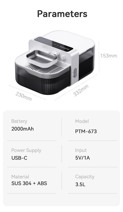 ROJECO Wireless Cat Water Fountain Smart Pet Water Dispenser for Cat 2000mAh Automatic Sewage Separation Cat Drinking Fountain