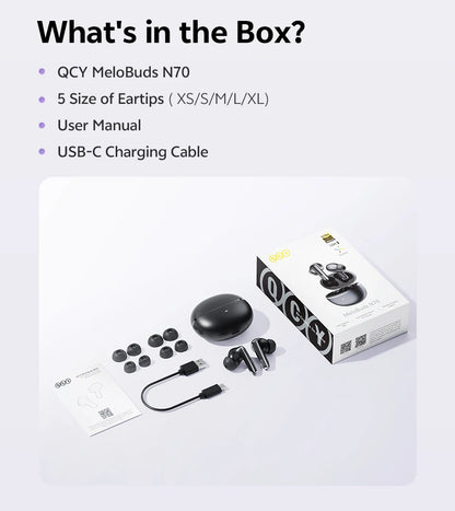 Ship From ES/PL/BR QCY HT18 MeloBuds N70 Wireless Earphones Bluetooth 6.0 Adaptive Hybrid ANC 6 Mics LDAC Hi-Res Audio Earbuds