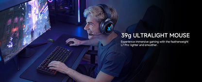 MCHOSE L7 Wireless Gaming Mouse L7 Ultra PAW3395 26K Sensor Dual 8K Polling 39g Ultra-Lightweight2.4GHz RF/BT/Wired Tri-Mode