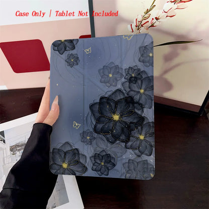 Y-Shape Foldable Stand Fresh Printed iPad Case, Auto Sleep/Wake, Fashion Minimalist Style, Fits Various Apple Models . 8 Styles