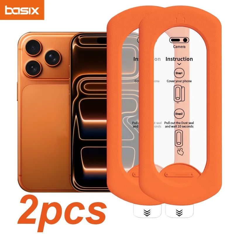 2pcs Screen Protector for iPhone 17 13/14/15/16 Plus/Pro/ProMax Anti Fingerprint Full Cover Installation Tools HD Tempered Glass
