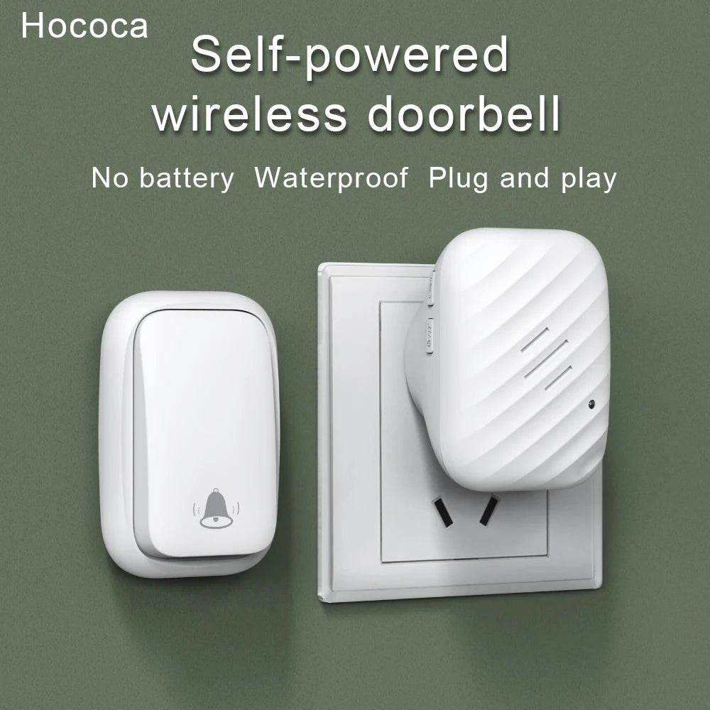 New Long-Range Self Powered Wireless Door Bell No Battery Waterproof 60 Ringtones Kinetic Doorbell EU US UK Plugs Optional