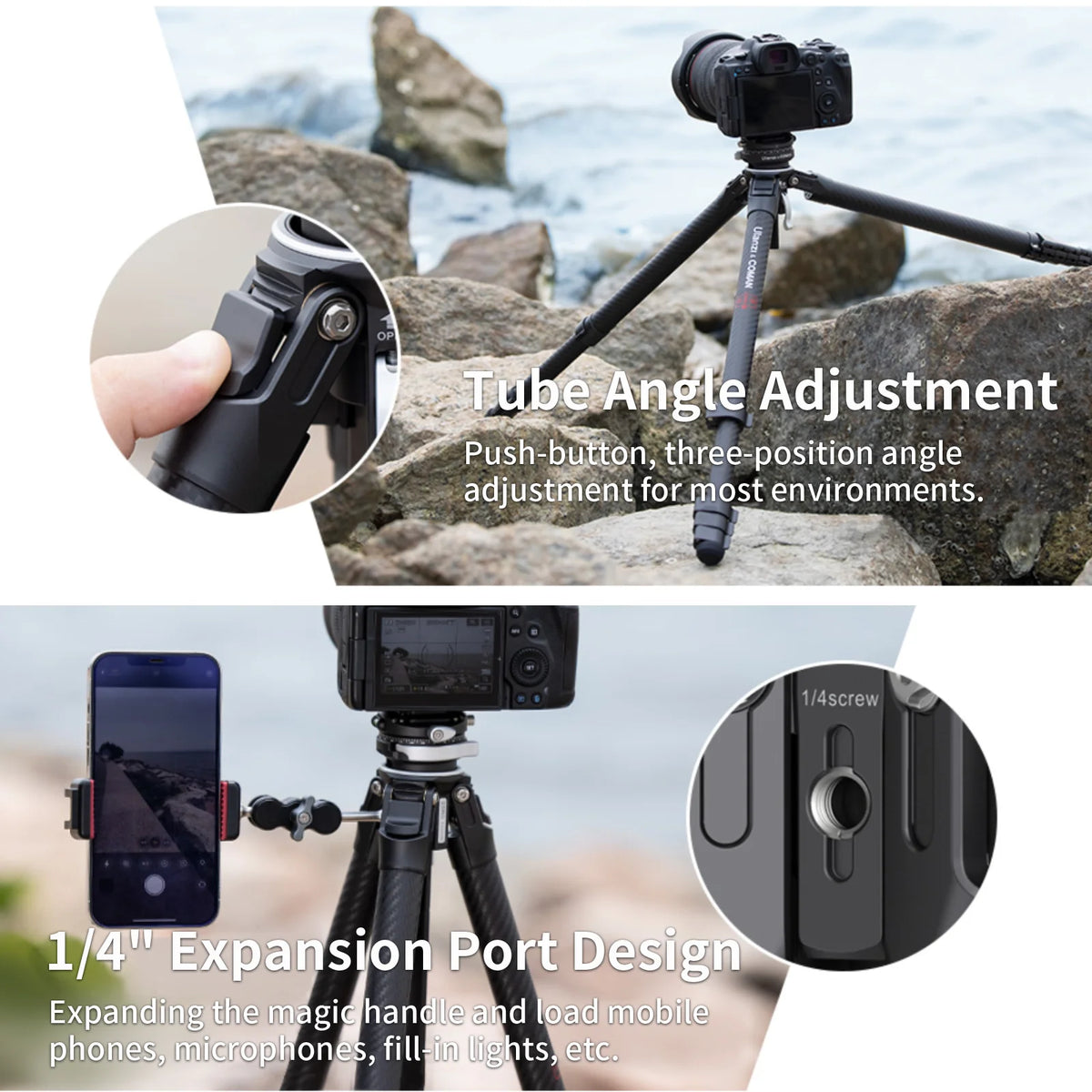 COMAN Zero F38 Carbon Fiber Tripod with Quick Release 360° Panoramic Ball Head for Nikon Canon DSLR Camera Travel Size