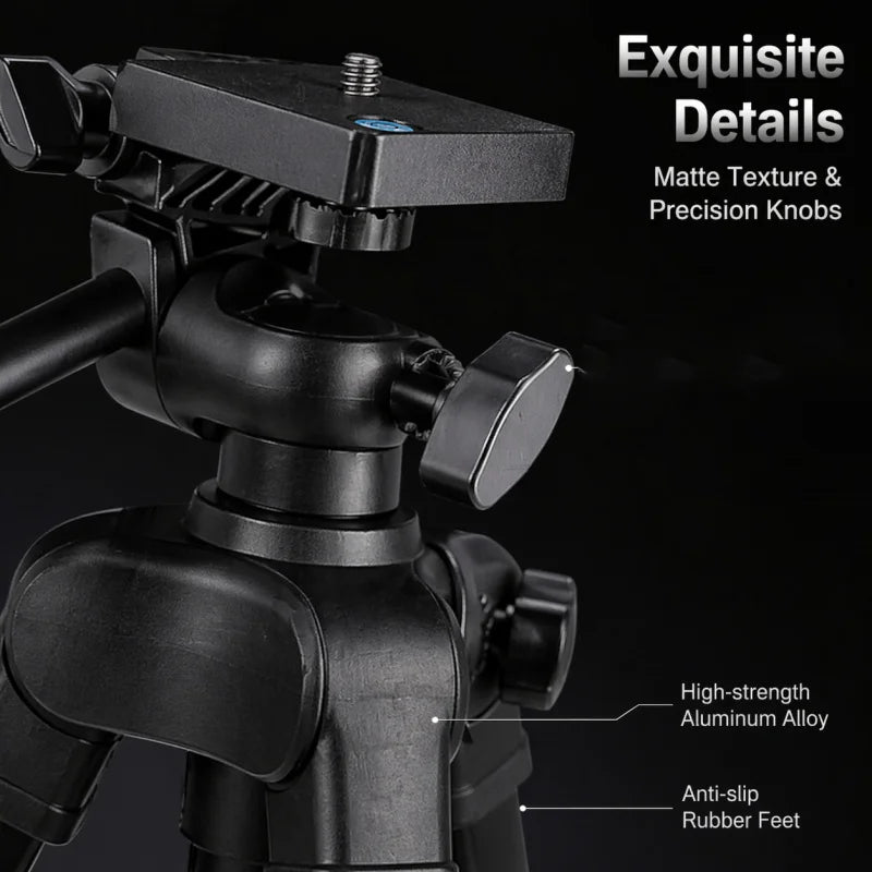 Camera Tripod Aluminum Professional Tripod Stand with Phone Mount Carry Bag for Camera Phone Photography