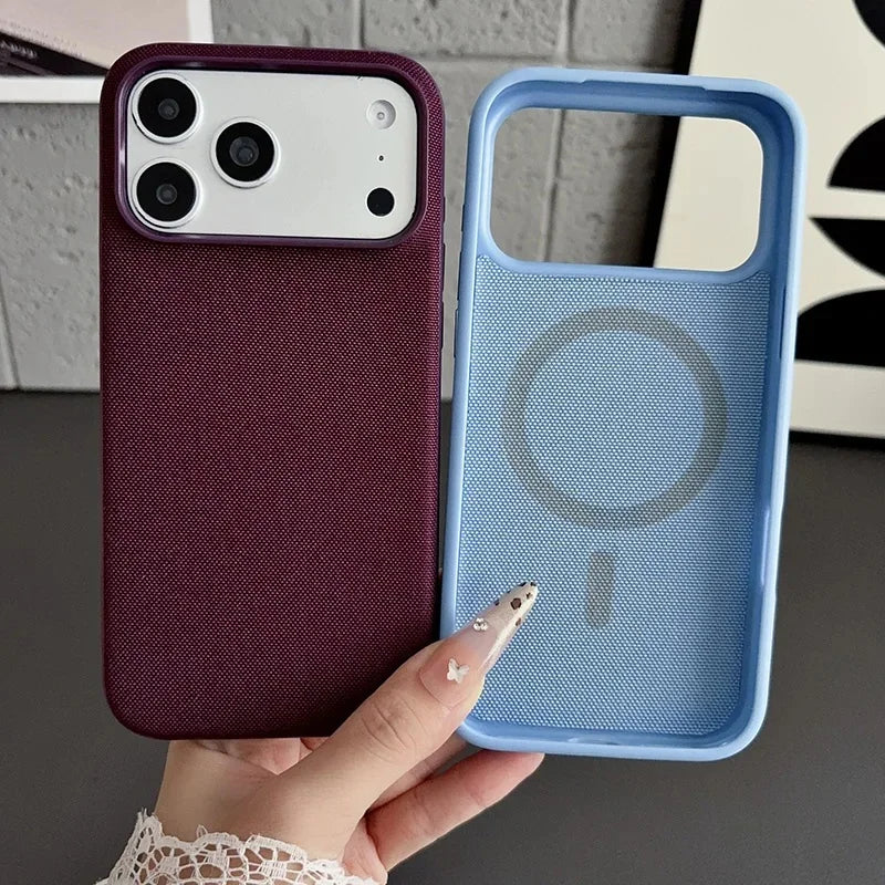Luxury Official Technology Woven Magnetic Case For iPhone 18 17 16 15 14 13 Pro Max For Magsafe Technical Fabric Original Cover