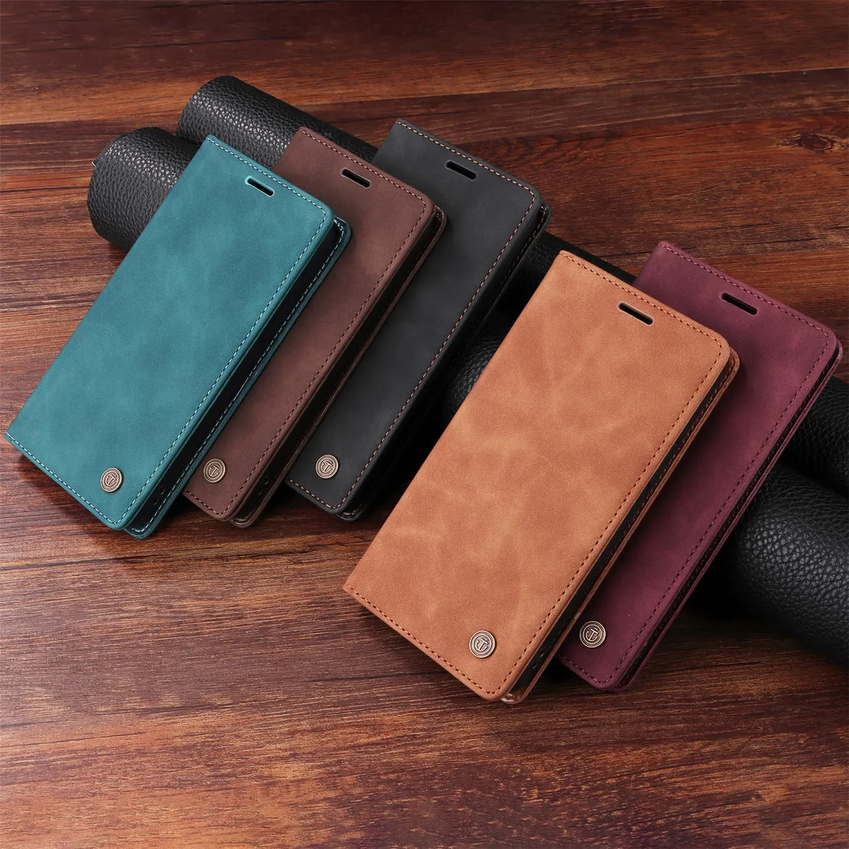 Leather Wallet Case For Samsung Galaxy S25 Edge S26 Plus S24 S23 S22 S21 FE S20 S10 S9 S8 Note 20 Ultra 10 Pro Flip Phone Cover