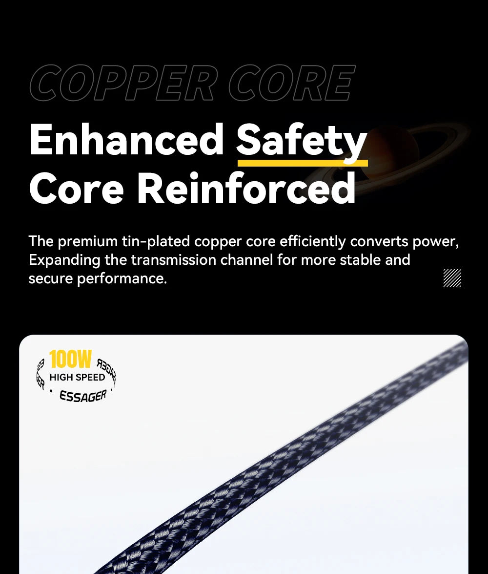 Essager 100W USB C to Type C Digital Display Cable Fast Charging 5A Type C to Type C Cable For MacBook Pro Xiaomi Huawei Samsung