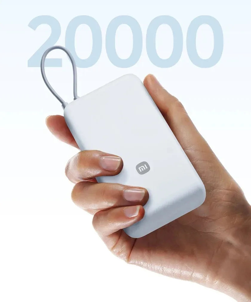 Xiaomi 20000mAh 33W Two-Way Fast Charging Power Bank with Built-in USB-C Cable Portable External Battery for iPhone Samsung