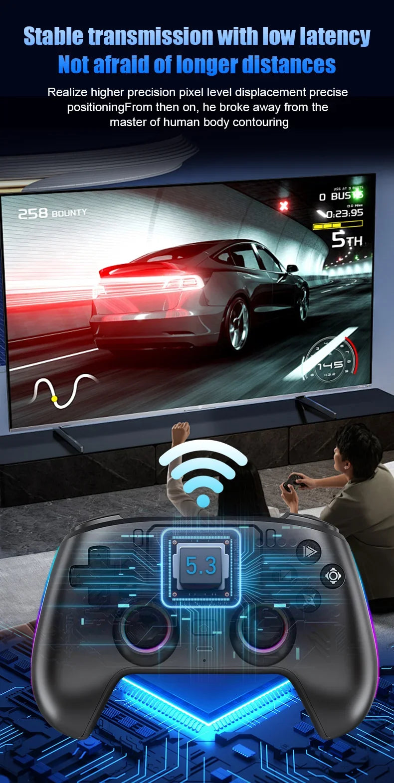 Wireless Gamepad Gyro Sensor Hall Joystick and Effect Trigger Built-in Speaker for PS5 ps4 Wired Controller Gamer Wireless Game