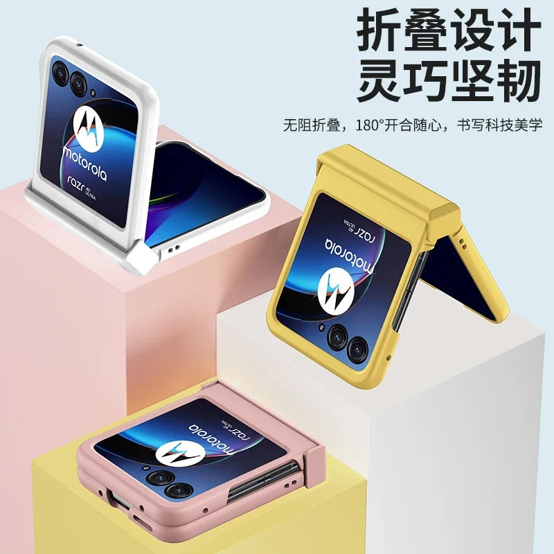 Skin Feel Case for Motorola Razr 40 50 60 70 Moto Razr50 40 60 Ultra 5G Solid Color 3-piece Hinge Set Protect Anti-Scratch Cover