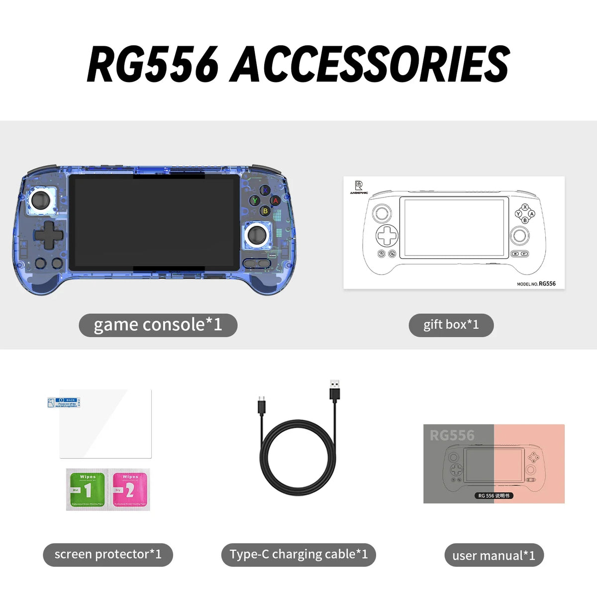 ANBERNIC RG556 Retro Handheld Game Android 13 5.48 inch Touch OLED Screen Support DP WiFi Bluetooth Hall Rocker Battery 5500mAh