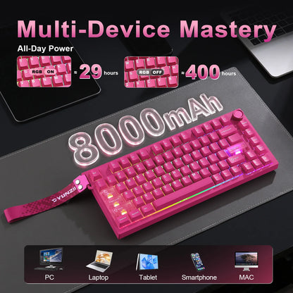 YUNZII RT75 PRO Dual 8K Wireless Gaming Keyboard, Rapid Trigger Mechanical Hall Effect Magnetic Keyboards, RGB Custom SOCD/DKS