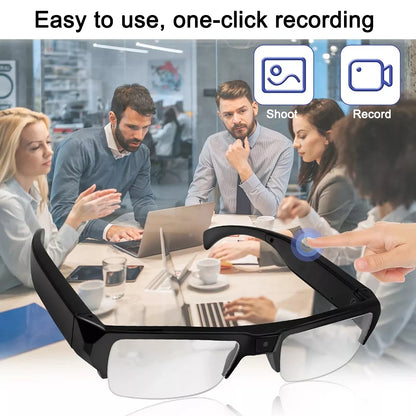 KEBIDUMEI Smart Camera Glasses 1080P HD Portable Wearable Audio&Video Recorder Eyeglass Support TF Card for Meeting Cycling Vlog