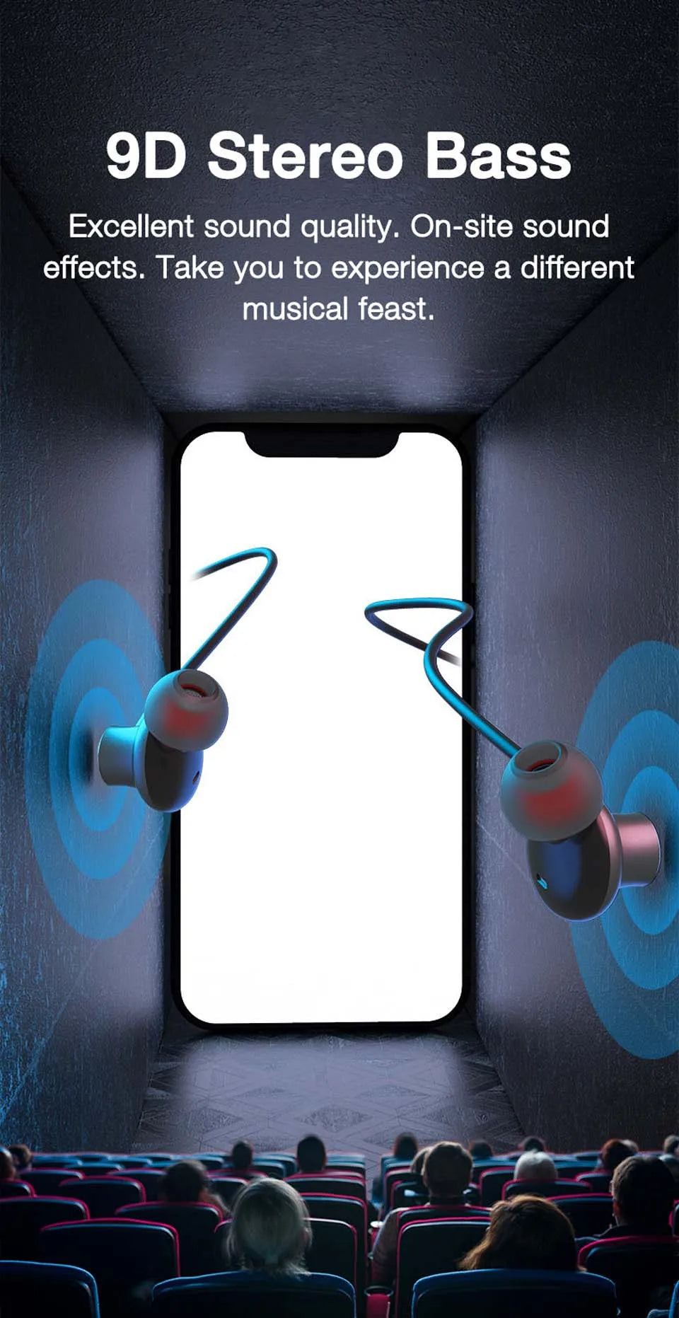 Wireless Headphones Neckband Bluetooth Earphone 180 Hours Long Battery With Microphone High Quality Headset For Sport