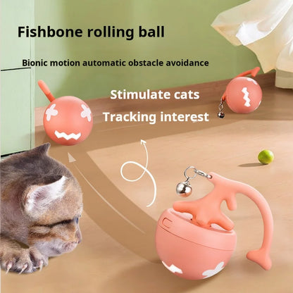 Smart Cat Toys Automatic Rolling Ball Rechargeable Electric Pet Interactive Toy Cat Training Imitate Fish Bones