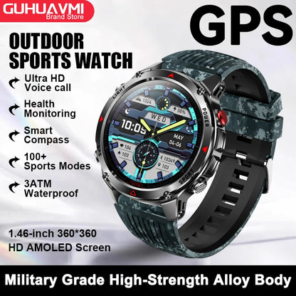 2026 New GPS Map Navigation Smart Watch Men Women Amoled Screen 3ATM Waterproof Sport SmartWatch Compass NFC BT Call Watches Men